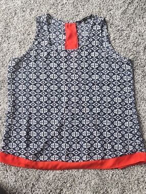 Zac & Rachel Navy Geometric Tank with Red Accents